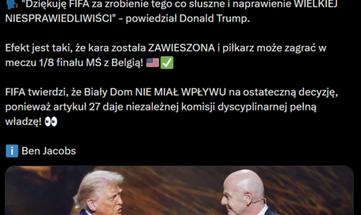 HIT! Dlatego FIFA ANULOWAŁA zawieszenie piłkarza z USA na mecz z Belgią xD